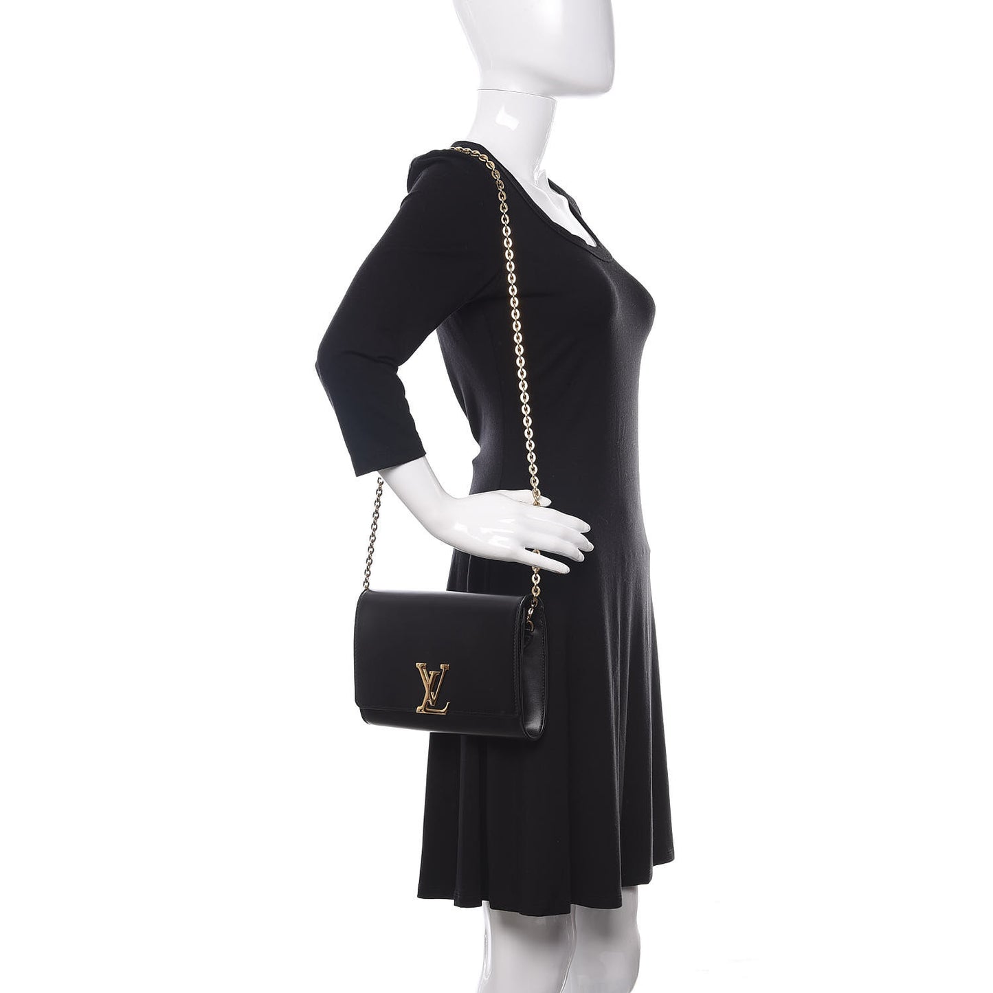 Calfskin Chain Louise GM Black