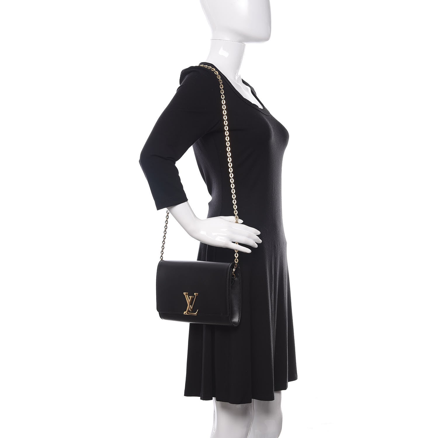 Louis Vuitton Calfskin Chain Louise GM Black 2 of 11