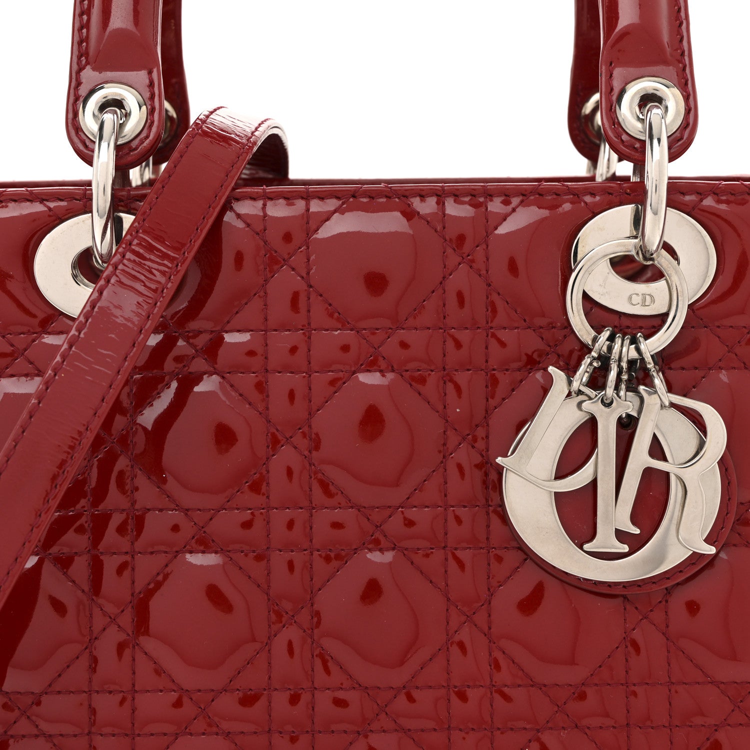 Christian Dior Patent Cannage Medium Lady Dior Red 8 of 11