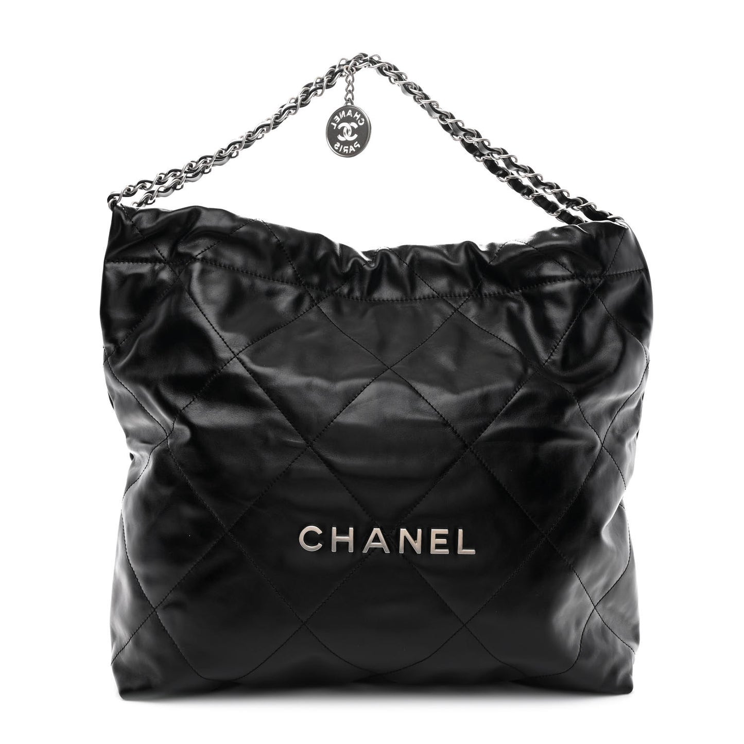 Shiny Calfskin Quilted Chanel 22 Black