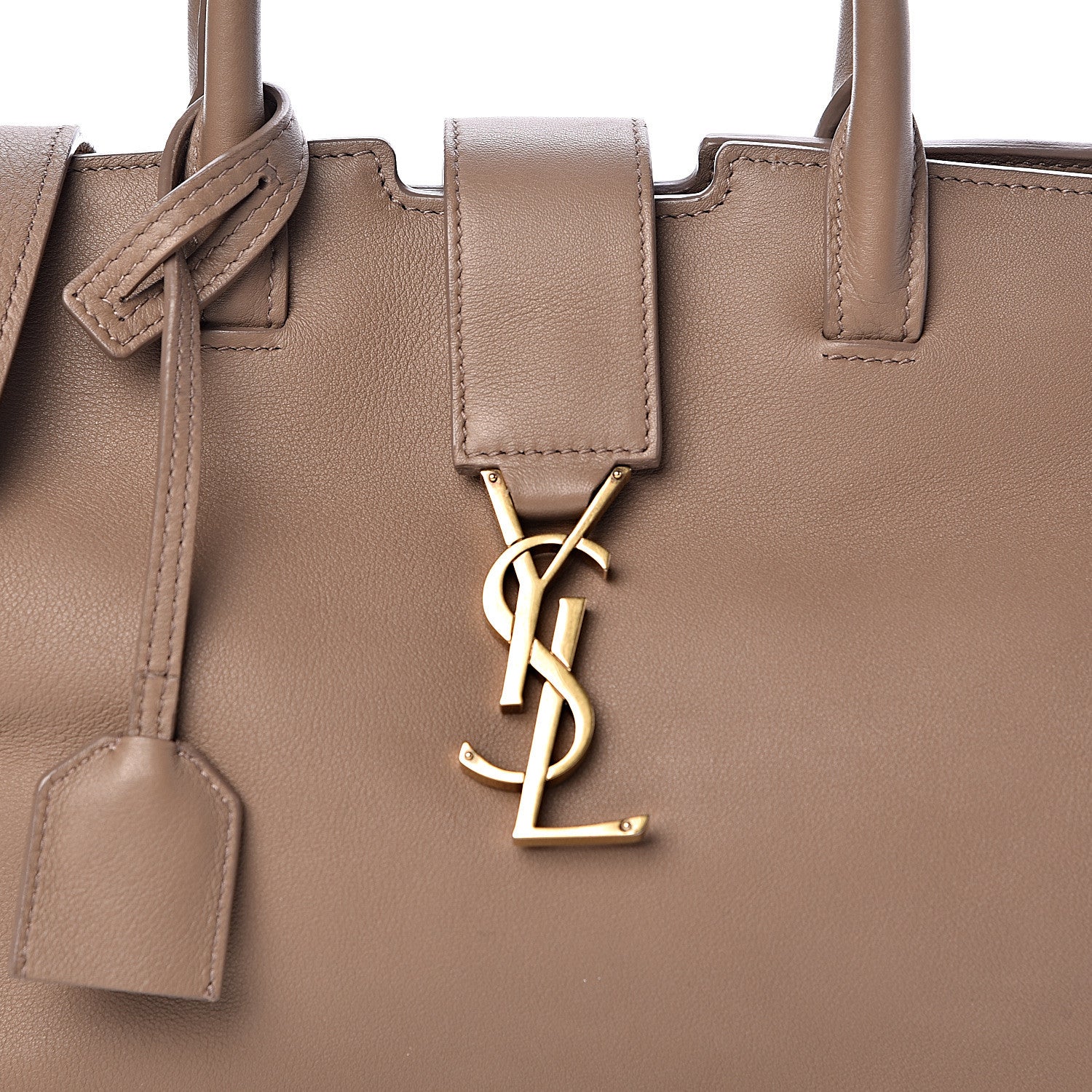 Saint Laurent Calfskin Suede Baby Monogram Downtown Cabas Taupe 11 of 12