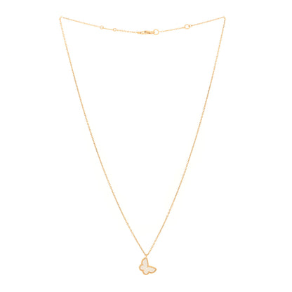 Van Cleef & Arpels 18K Yellow Gold Mother of Pearl Sweet Alhambra Butterfly Pendant Necklace 3 of 4
