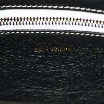 Balenciaga Agneau Arena Striped Patchwork Small Barbes East West Shopper Black White 6 of 9