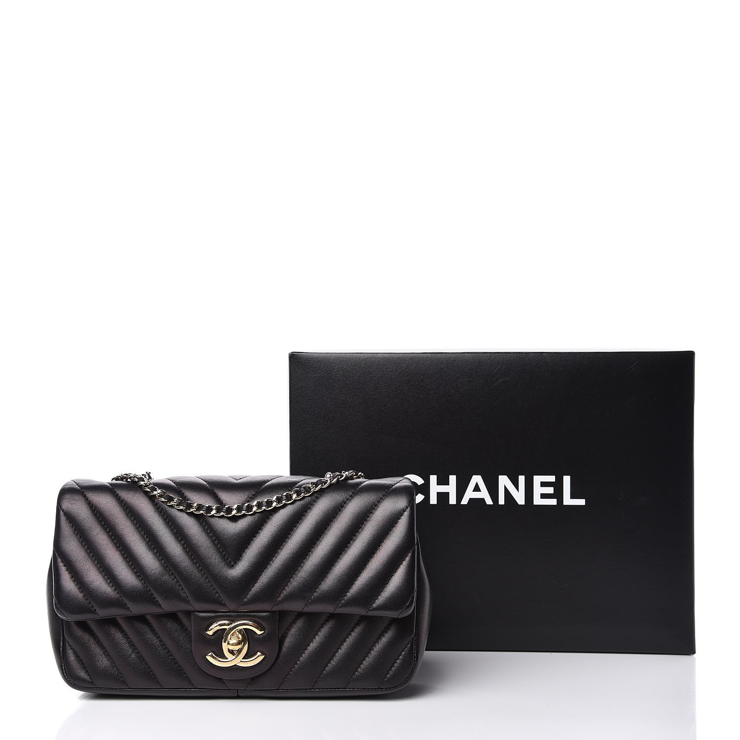 Chanel Calfskin Chevron Medium Single Flap Black 10 of 10