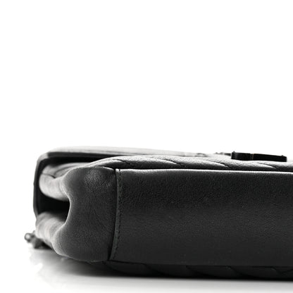 Saint Laurent Sheepskin Matelasse Chevron Monogram Monochrome Medium College Bag Black 8 of 12