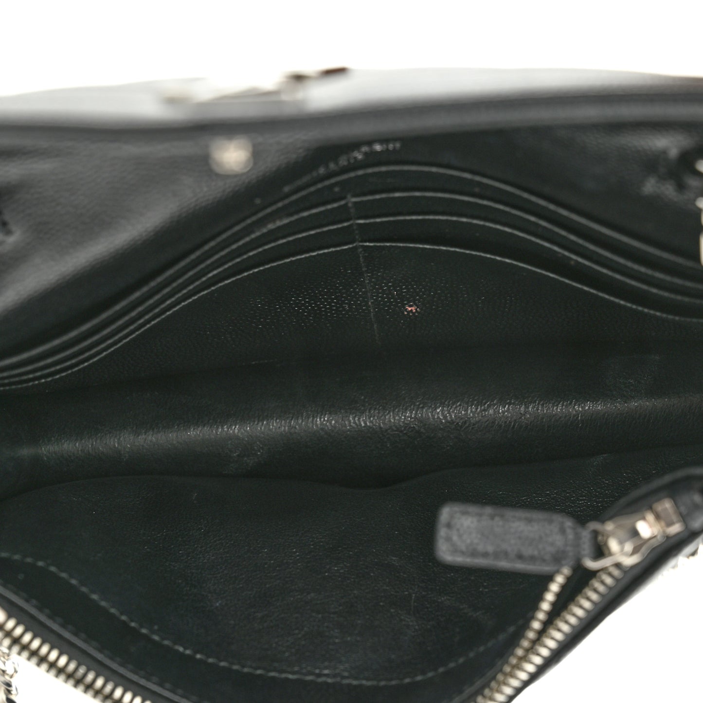 Grain De Poudre Matelasse Chevron Monogram Envelope Chain Wallet Black