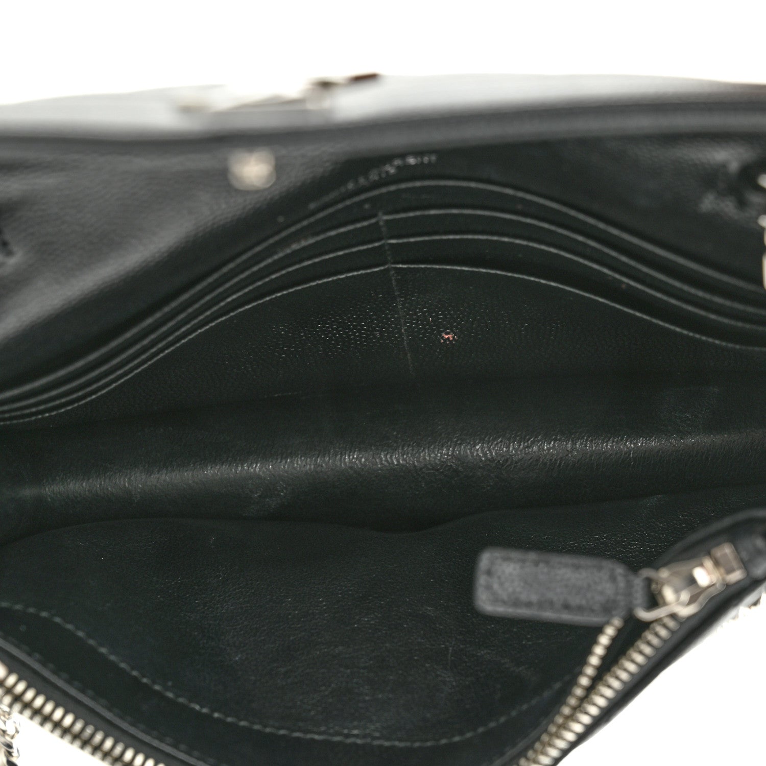 Saint Laurent Grain De Poudre Matelasse Chevron Monogram Envelope Chain Wallet Black 5 of 9
