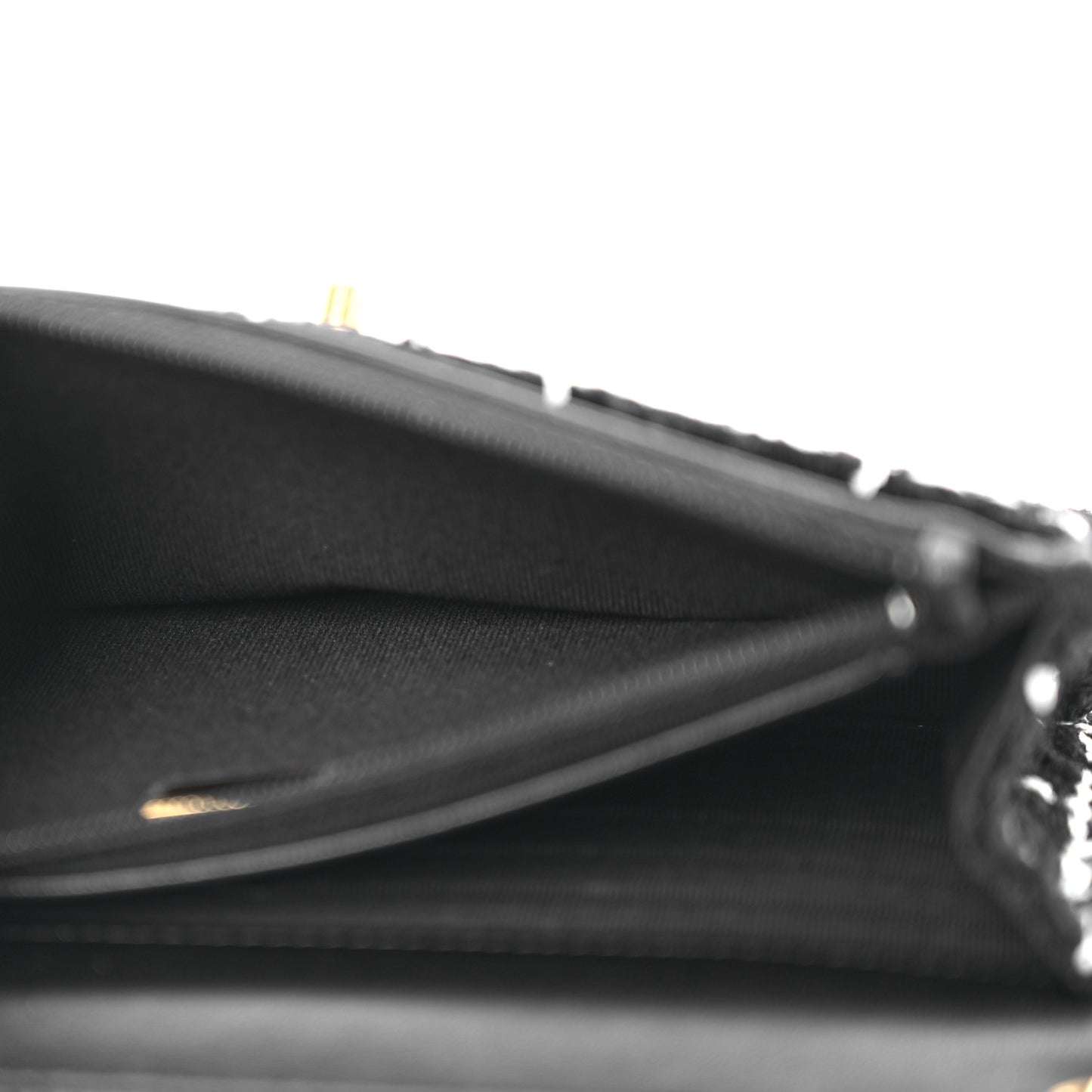 Tweed Quilted CC Pearl Crush Wallet On Chain WOC Black