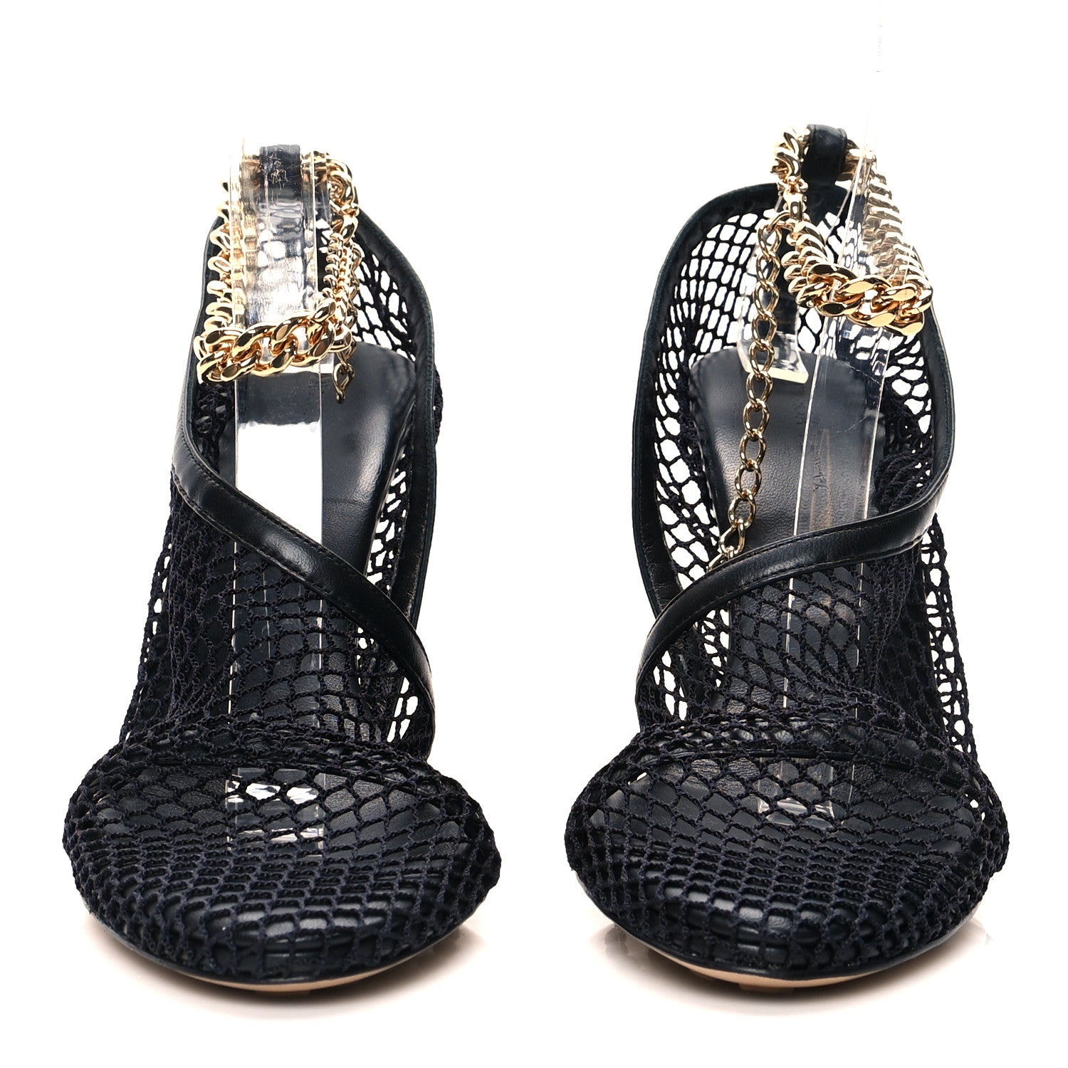 Bottega Veneta Mesh Nappa Chunky Chain Sandals 39.5 Black 2 of 7