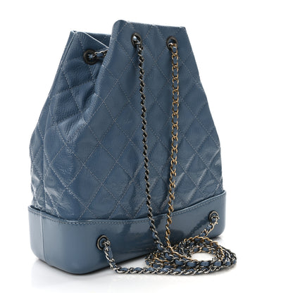 Chanel Patent Goatskin Quilted Gabrielle Backpack Blue 3 of 11