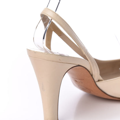 Chanel Lambskin Cap Toe CC Slingback Sandals 35.5 White Beige 17 of 17