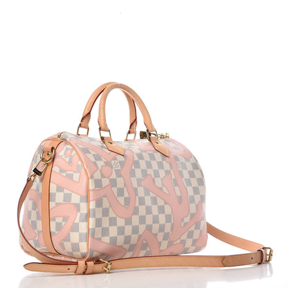 Louis Vuitton Damier Azur Tahitienne Speedy Bandouliere 30 Rose Ballerine 4 of 20