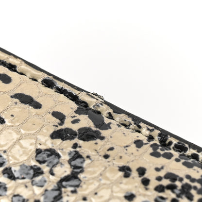 Saint Laurent Calfskin Snakeskin Embossed Classic Monogram Cassandre Clutch Beige Black 9 of 11