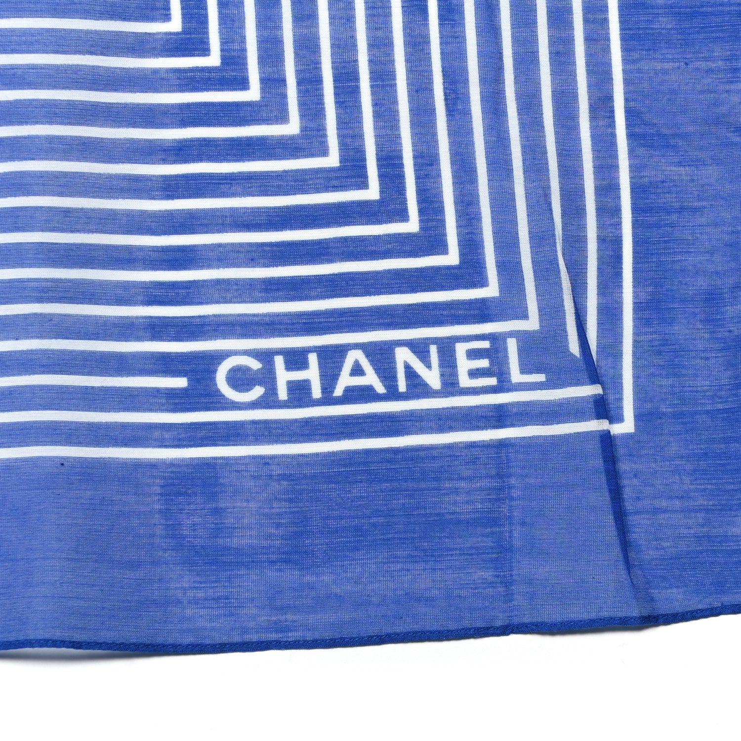 Chanel Cotton Silk CC Scarf Blue 2 of 3