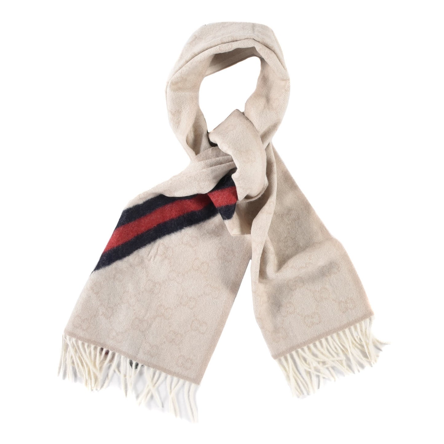 Wool Angora Monogram Web New Nikky Scarf Sand Blue