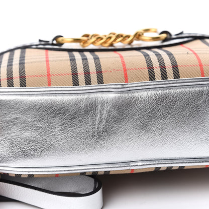 Burberry Metallic Smooth Calfskin 1983 Knight Check Link Bum Bag Silver 9 of 9