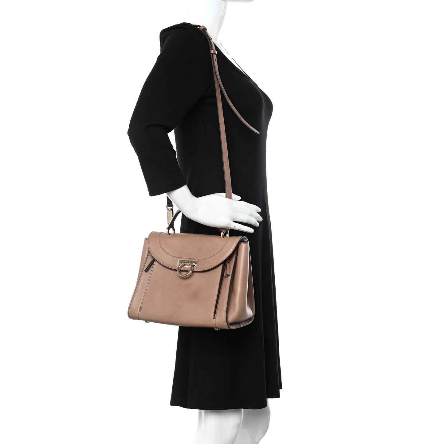 Calfskin Sofia Rainbow Top Handle Bag Moka