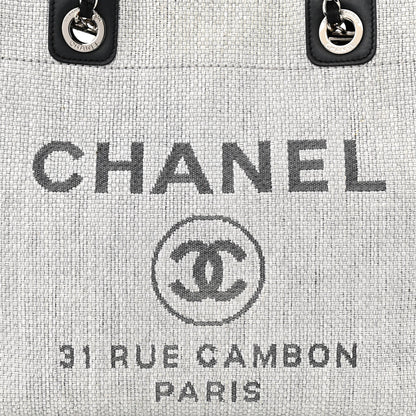 Chanel Woven Straw Raffia Small Deauville Tote Grey 7 of 10