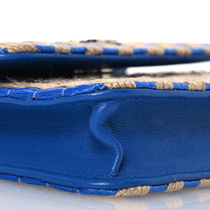 Chanel Raffia Jute Striped Belt Bag Blue Beige 10 of 14