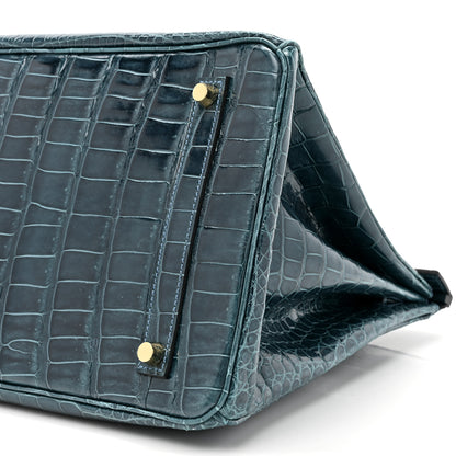 Hermes Shiny Porosus Crocodile Birkin 35 Colvert 9 of 11