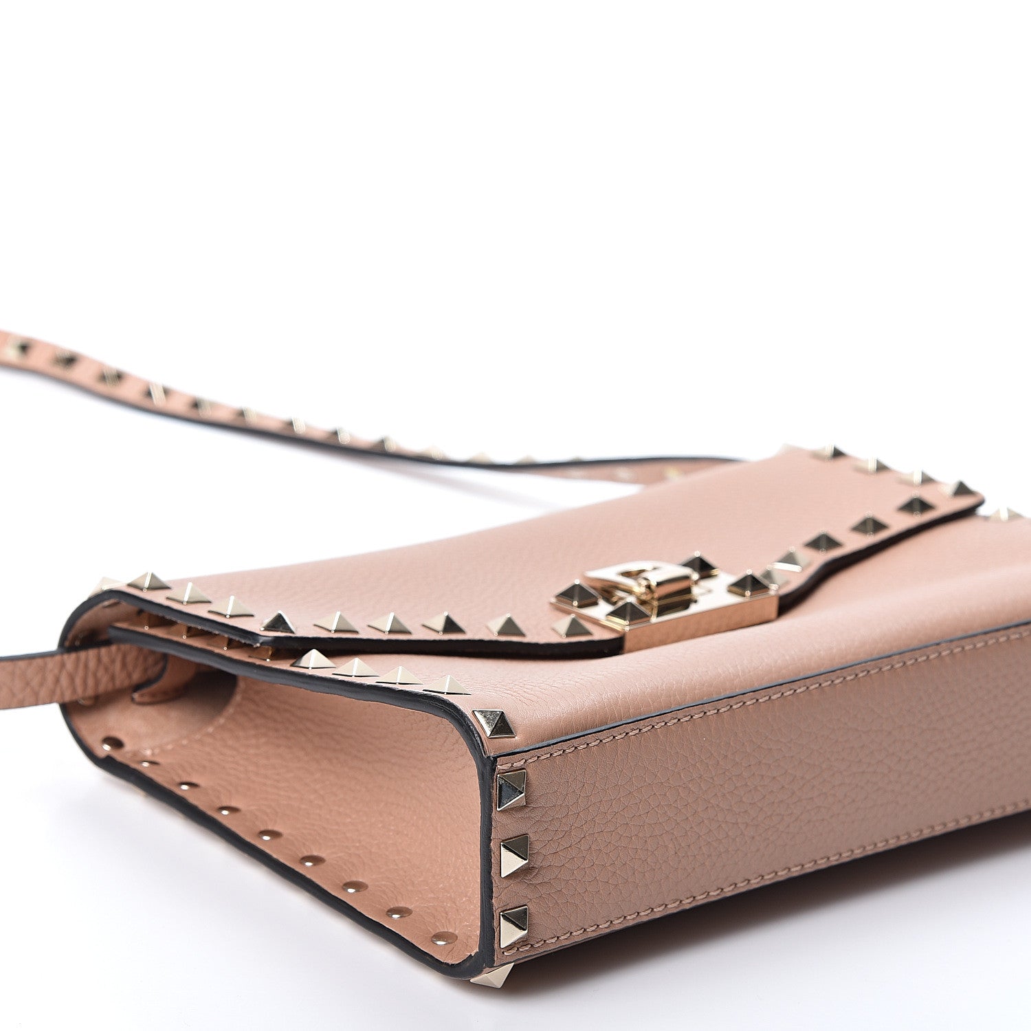 Valentino Garavani Pebbled Calfskin Medium Rockstud Flip Lock Crossbody Bag Skin Sorbet 7 of 8