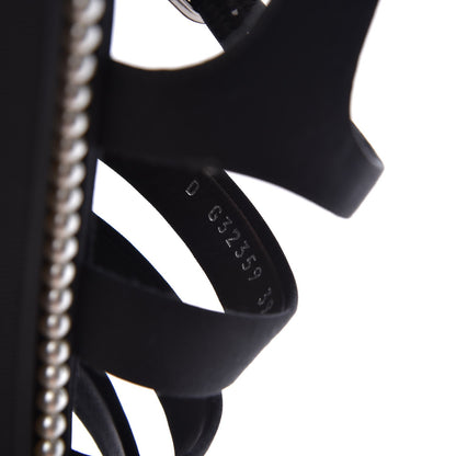 Chanel Grosgrain Pearl Flat Sandals 39 Black 8 of 10