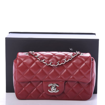 Chanel Caviar Quilted Mini Rectangular Flap Dark Red 9 of 9