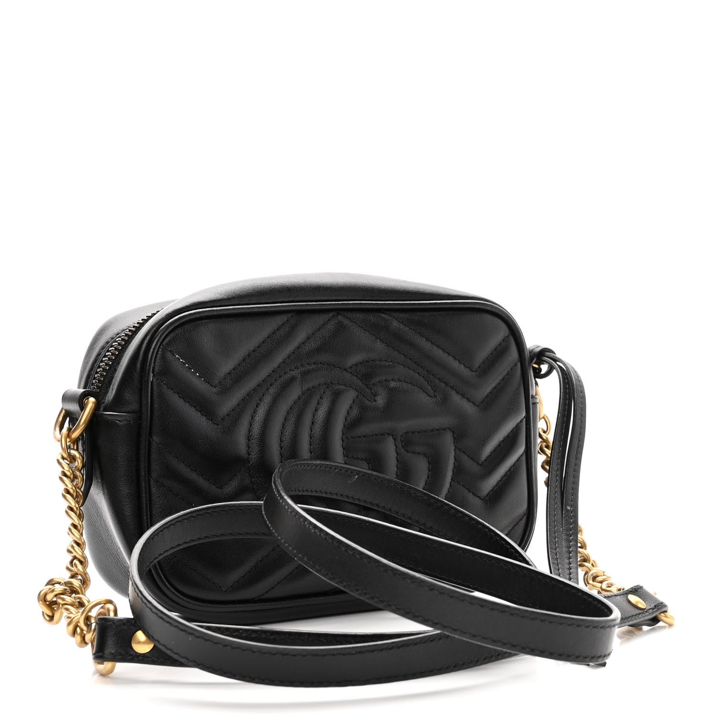 Calfskin Matelasse Mini GG Marmont Chain Shoulder Bag Black