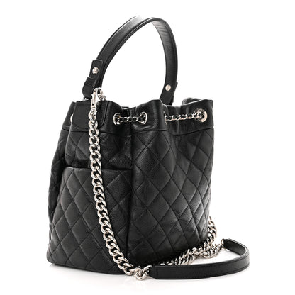 Chanel Caviar Quilted Small Chain Bucket Bag Black 3 of 14