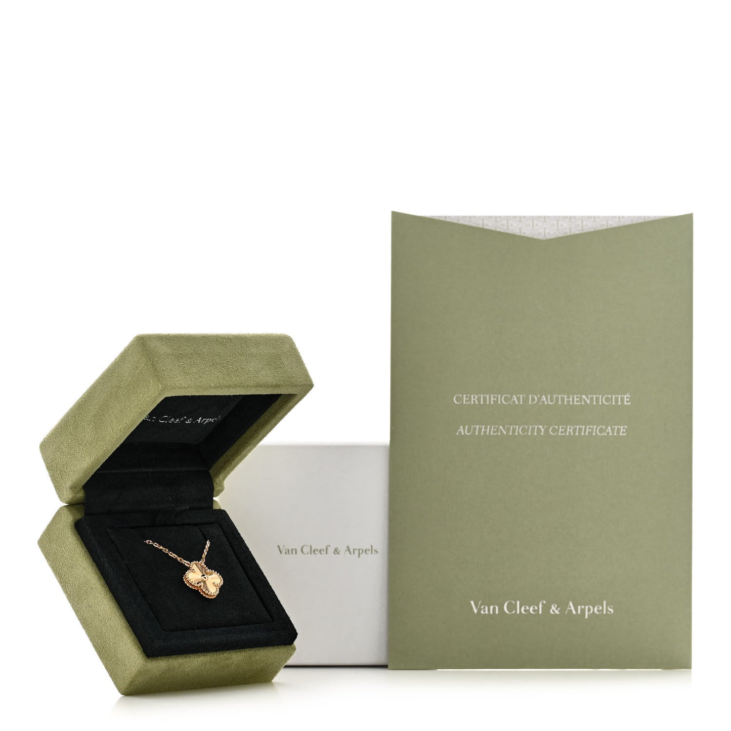 18K Yellow Gold Guilloche Vintage Alhambra Pendant Necklace