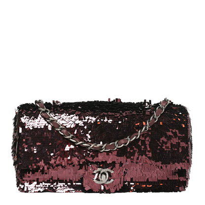 Chanel Sequin Embroidered Medium Flap Bordeaux 1 of 9