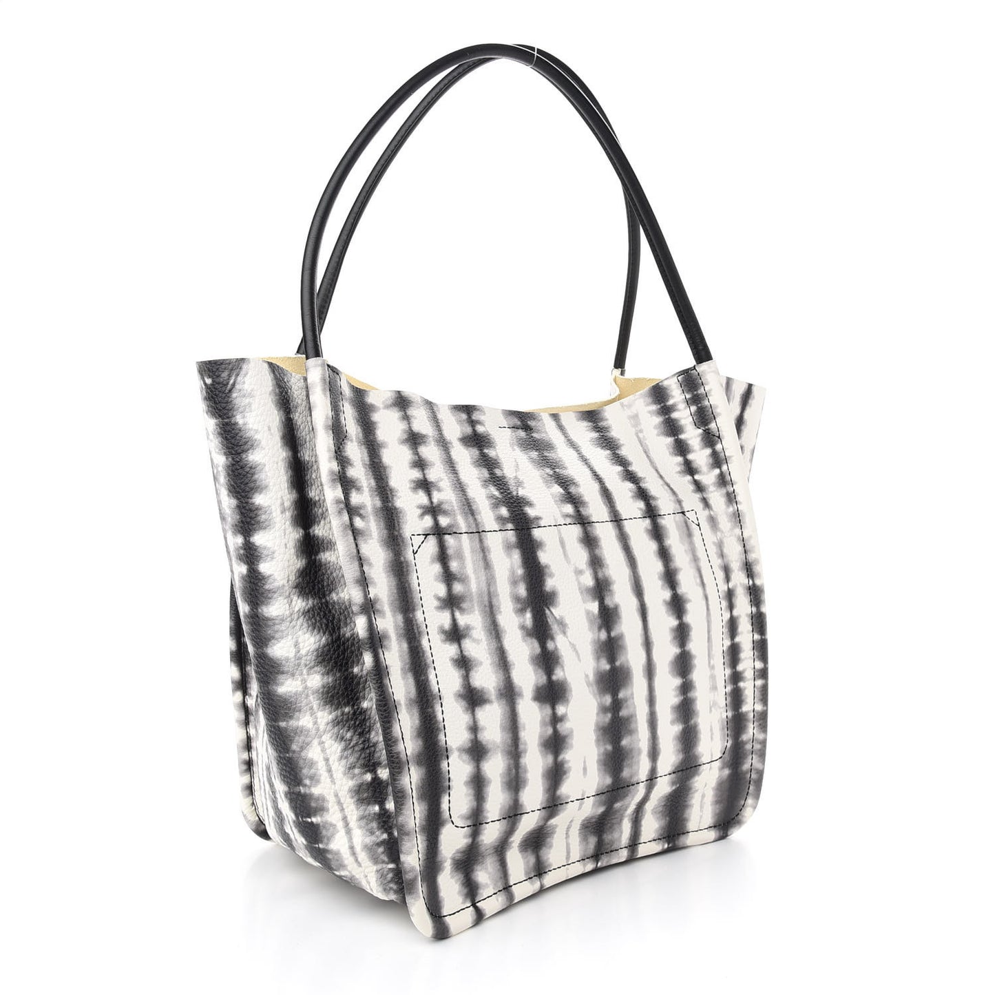 Grained Calfskin Large Tie Dye Tote Black White