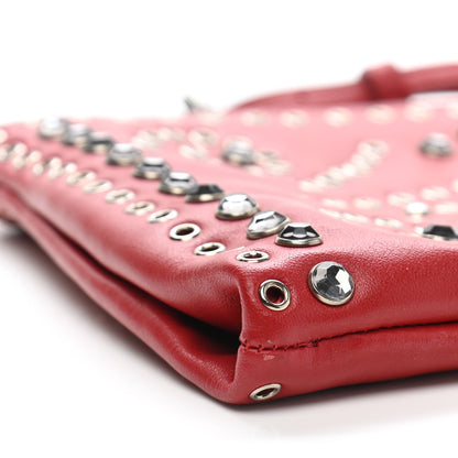 Prada Vitello Vintage Studded Pouch Wristlet Fuoco 10 of 11