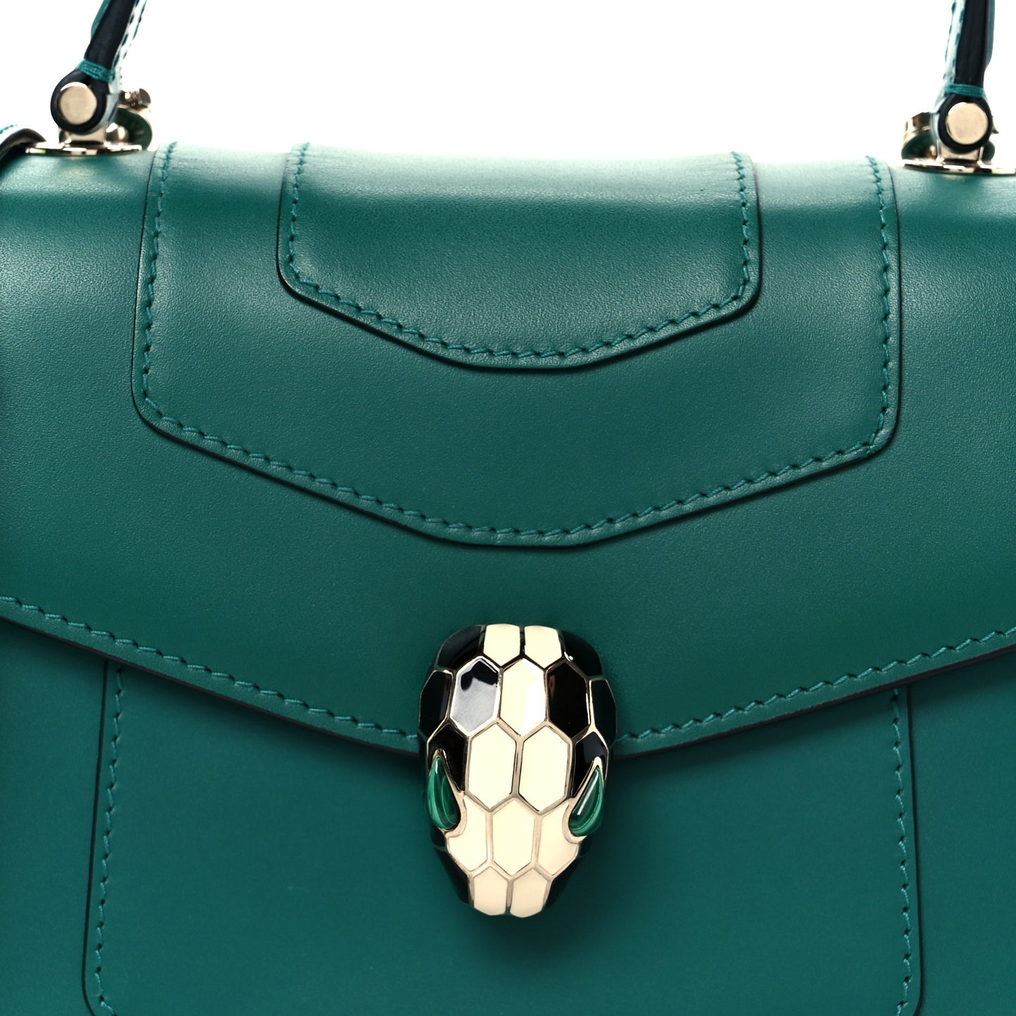 Calfskin Serpenti Forever Top Handle Emerald Green