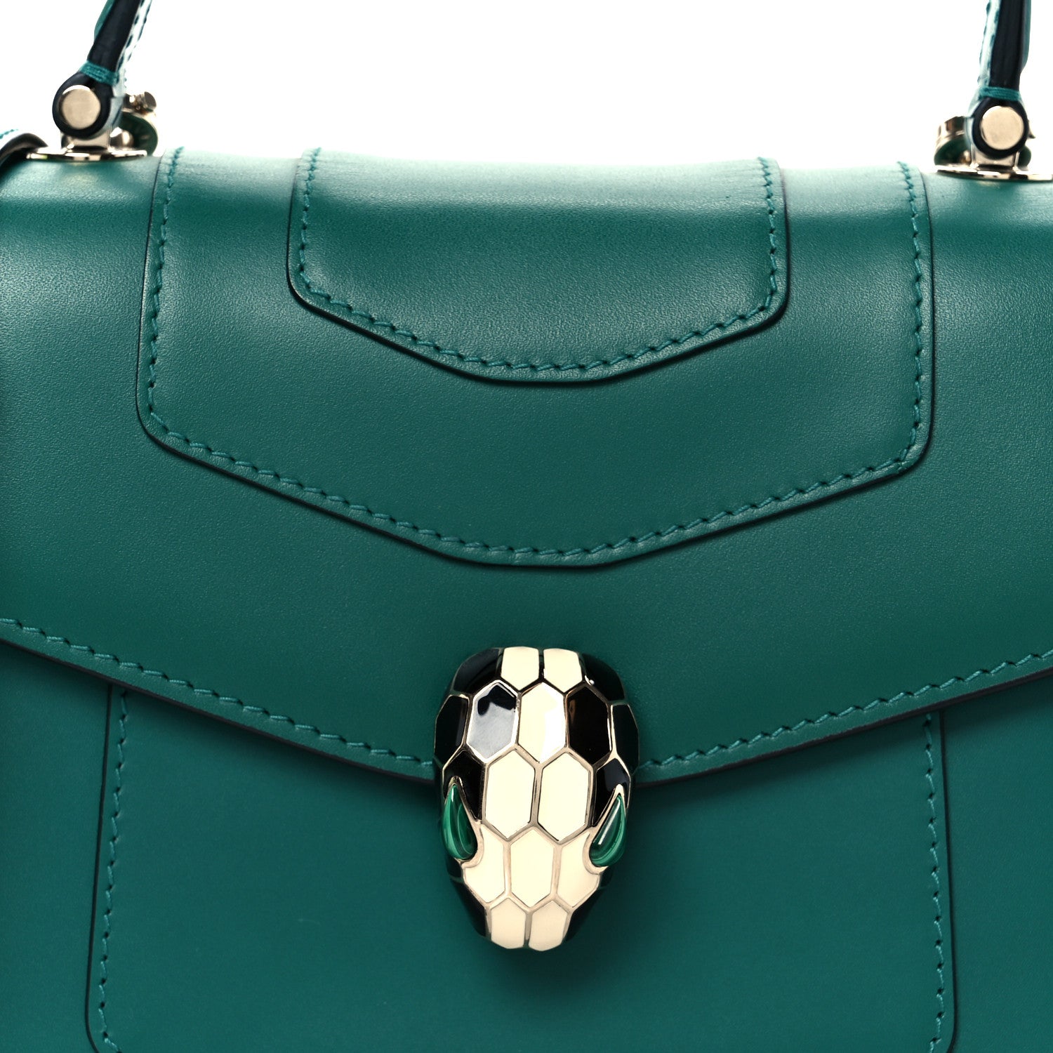 Bulgari Calfskin Serpenti Forever Top Handle Emerald Green 14 of 19