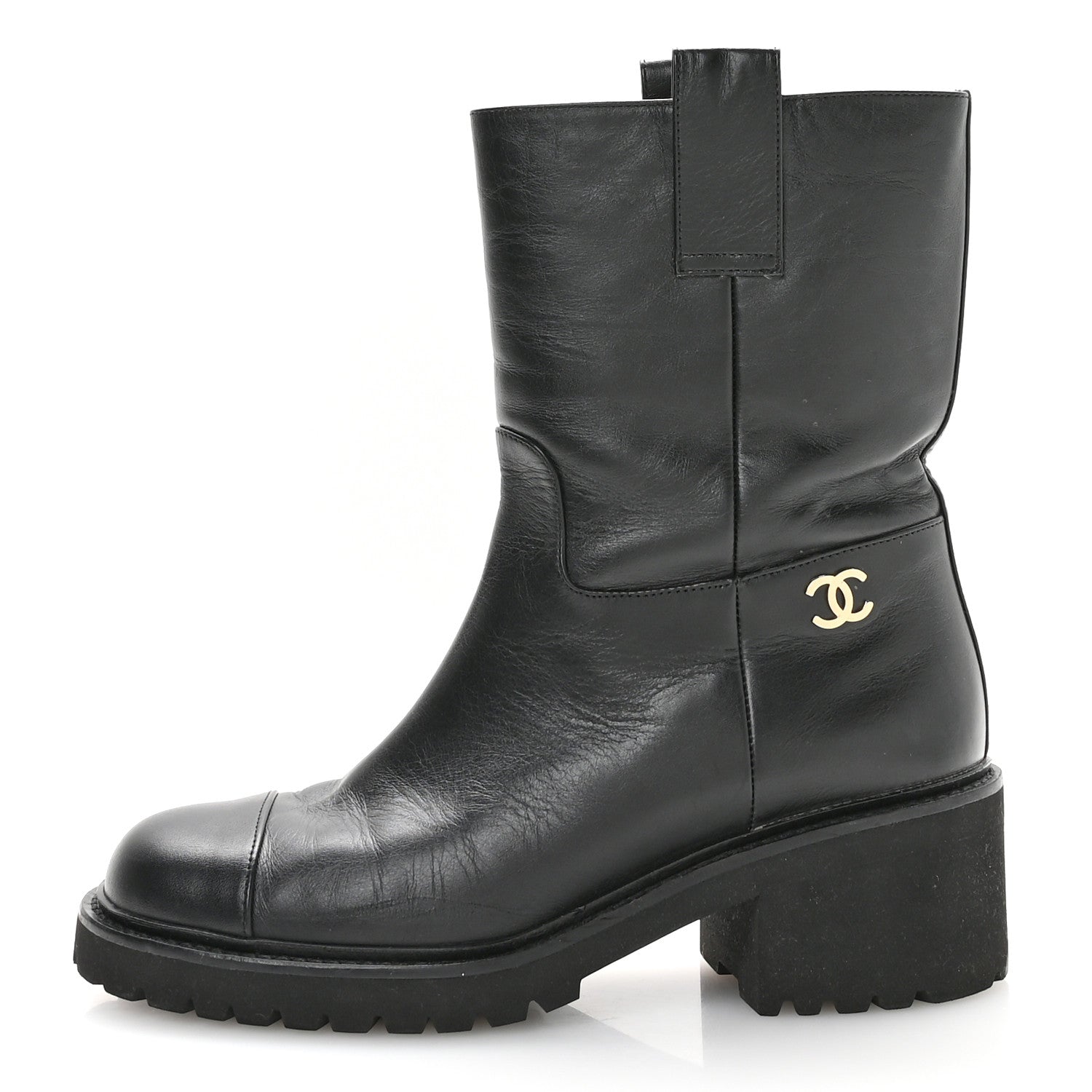 Chanel Calfskin CC Ankle Boots 37 Black 1 of 8