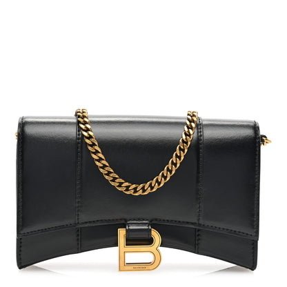 Balenciaga Shiny Box Calfskin XS Hourglass Wallet On Chain Black 1 of 9