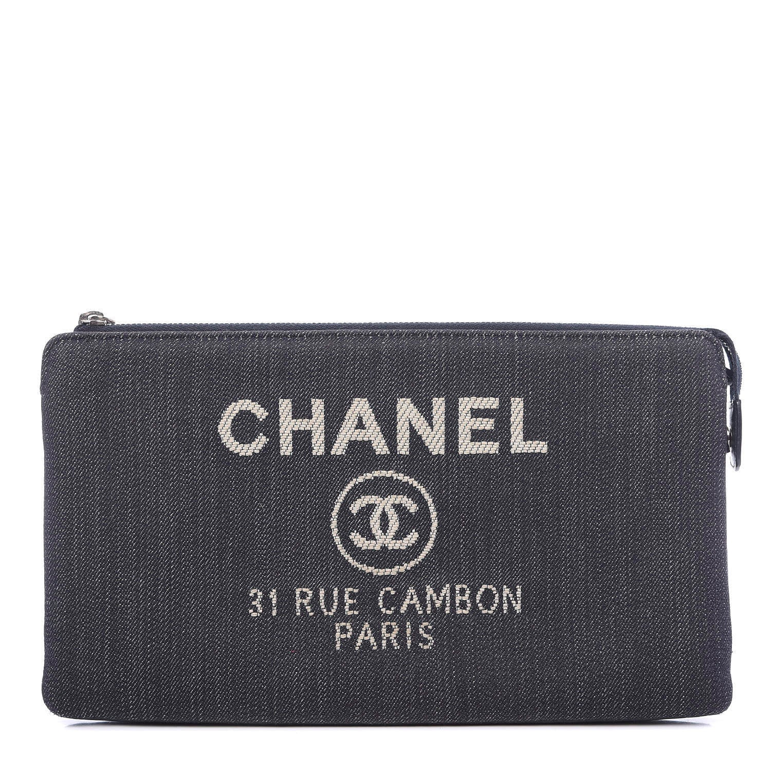 Chanel Denim Small Deauville Zipped Pouch Dark Blue 1 of 11
