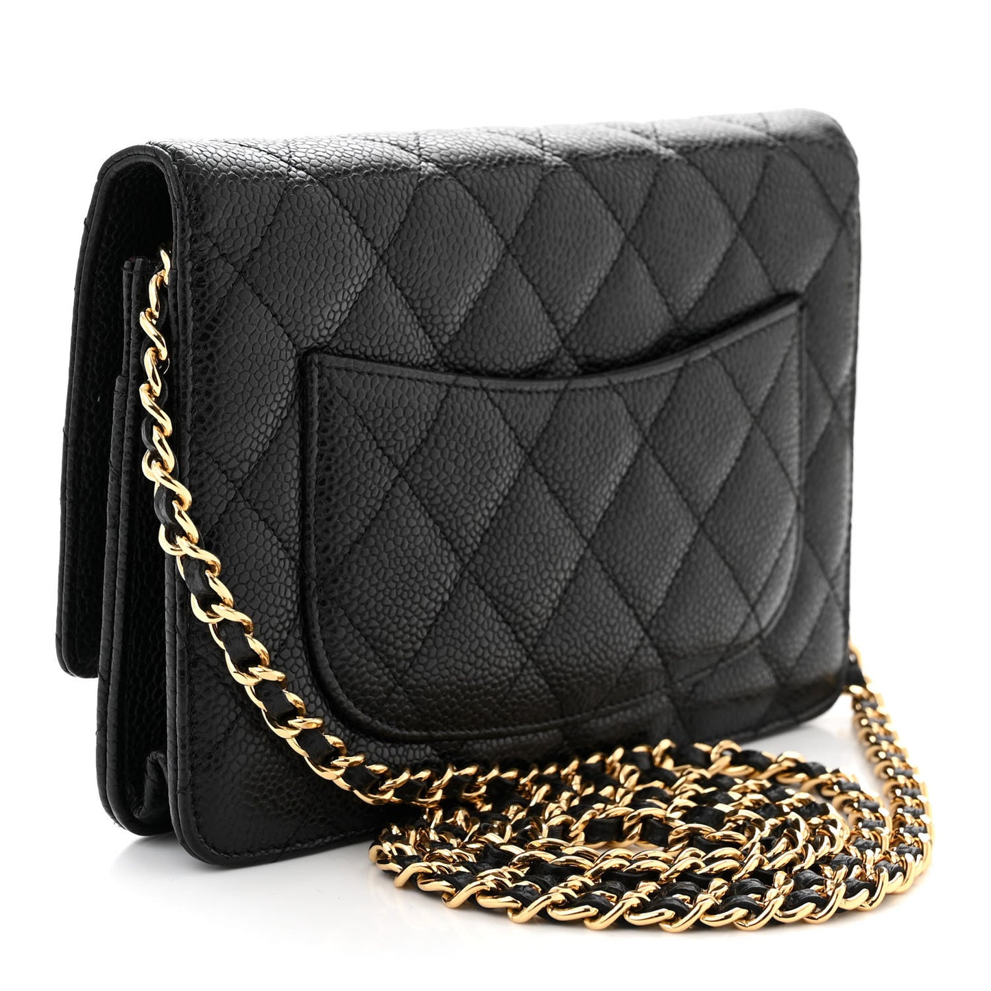 Caviar Quilted Wallet on Chain WOC Black