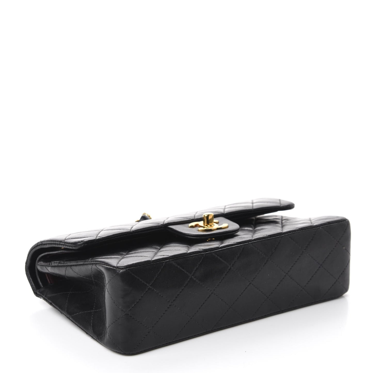 Lambskin Quilted Small Double Flap Black