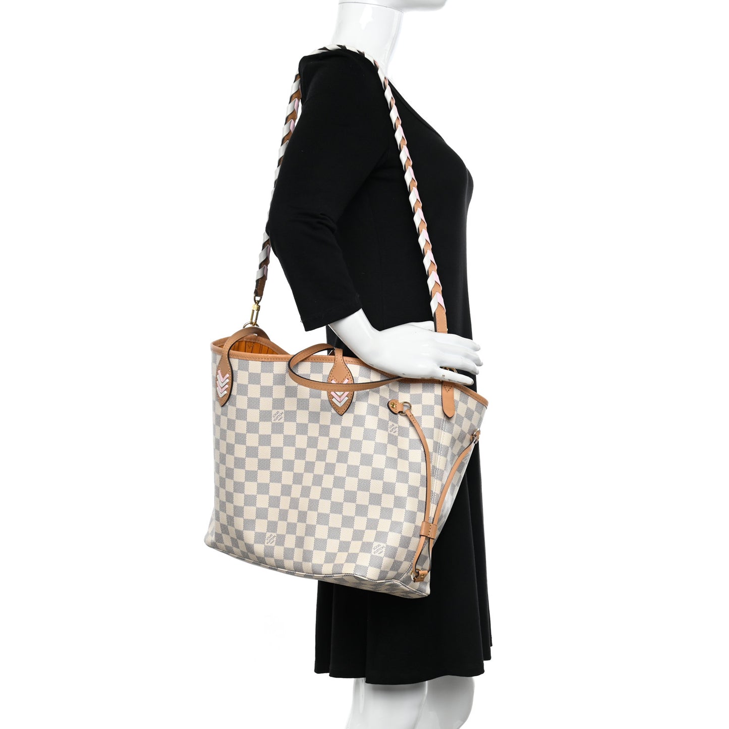 Damier Azur Braided Neverfull MM Orange
