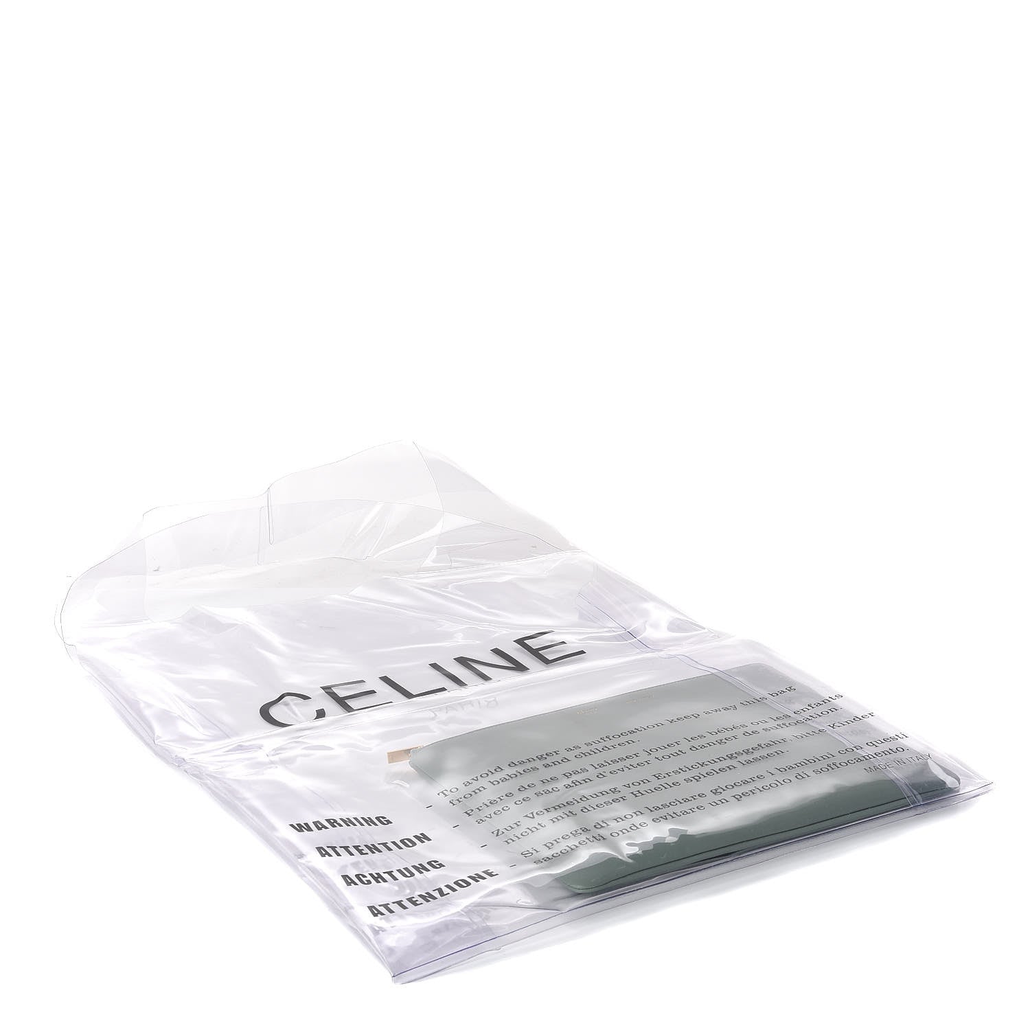 Celine Plastic Bag with Cloudy Lambskin Solo Zip Pouch Clutch Celadon 5 of 8