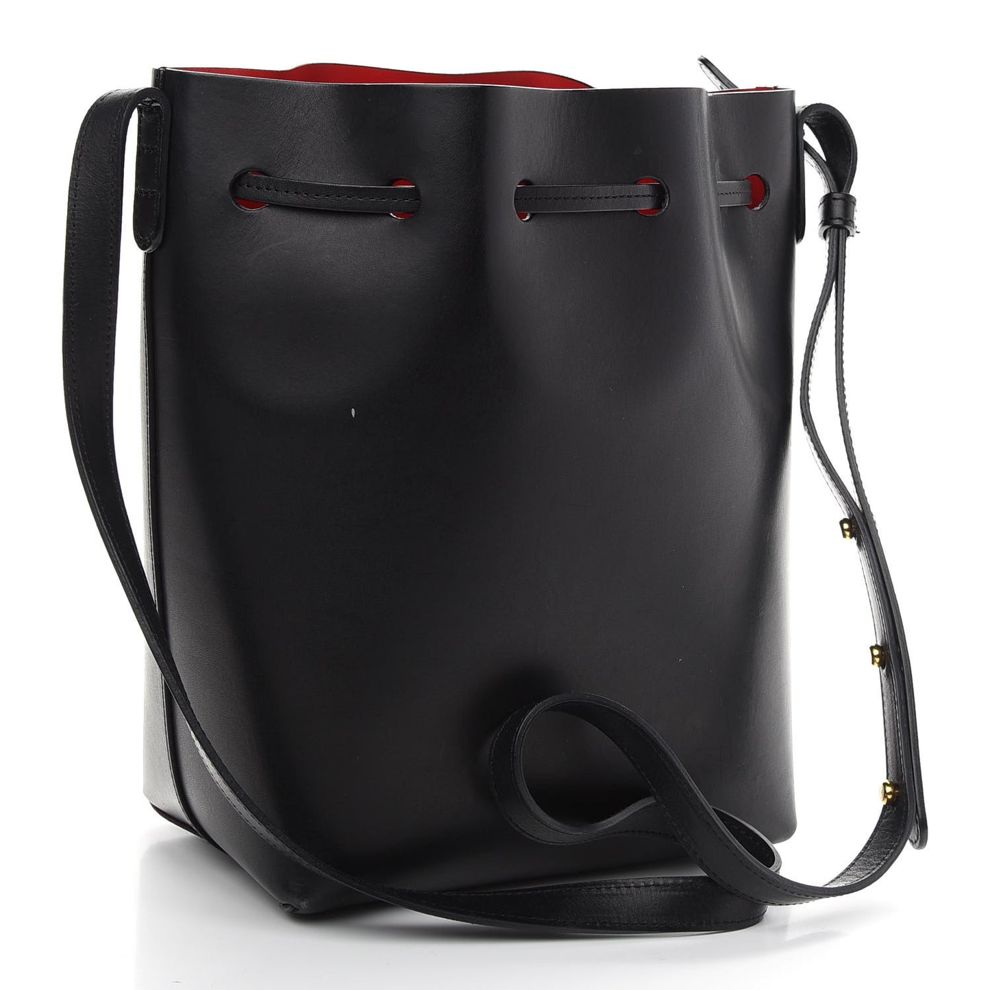 Vegetable Tanned Calfskin Mini Bucket Bag Black Flamma