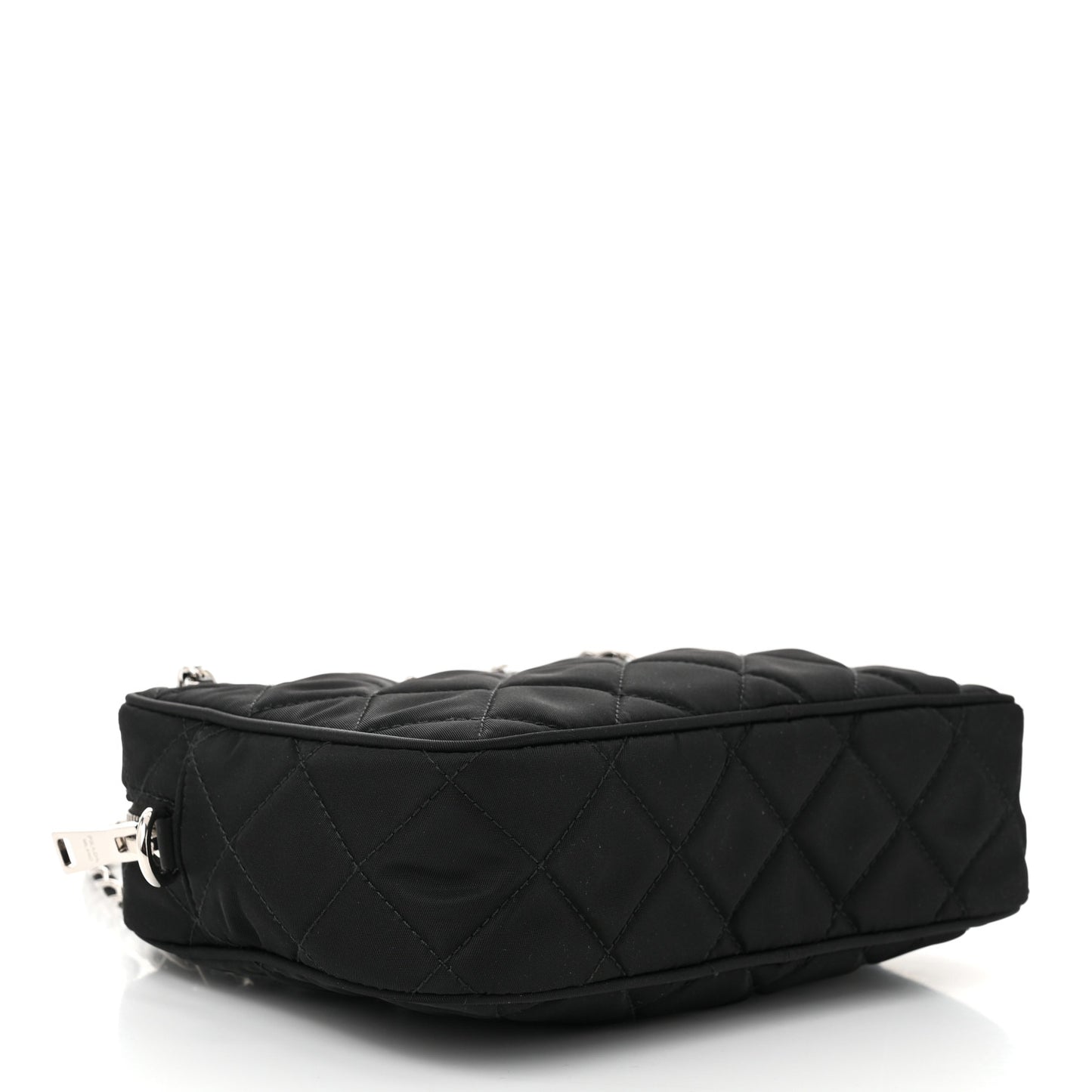 Nylon Tessuto Impuntu Quilted Bandoliera Crossbody Bag Black