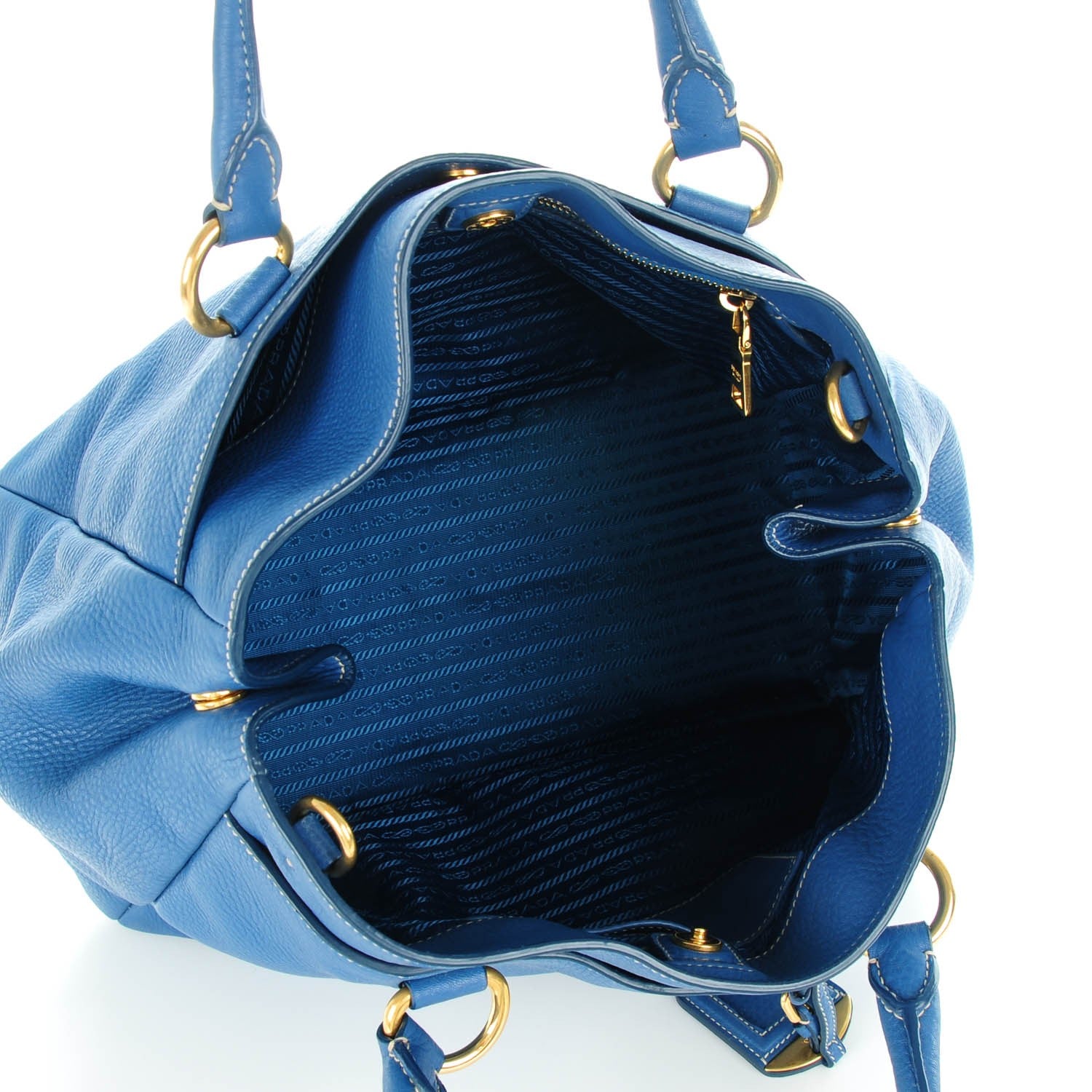 Prada Vitello Daino Tote Cobalto 5 of 7