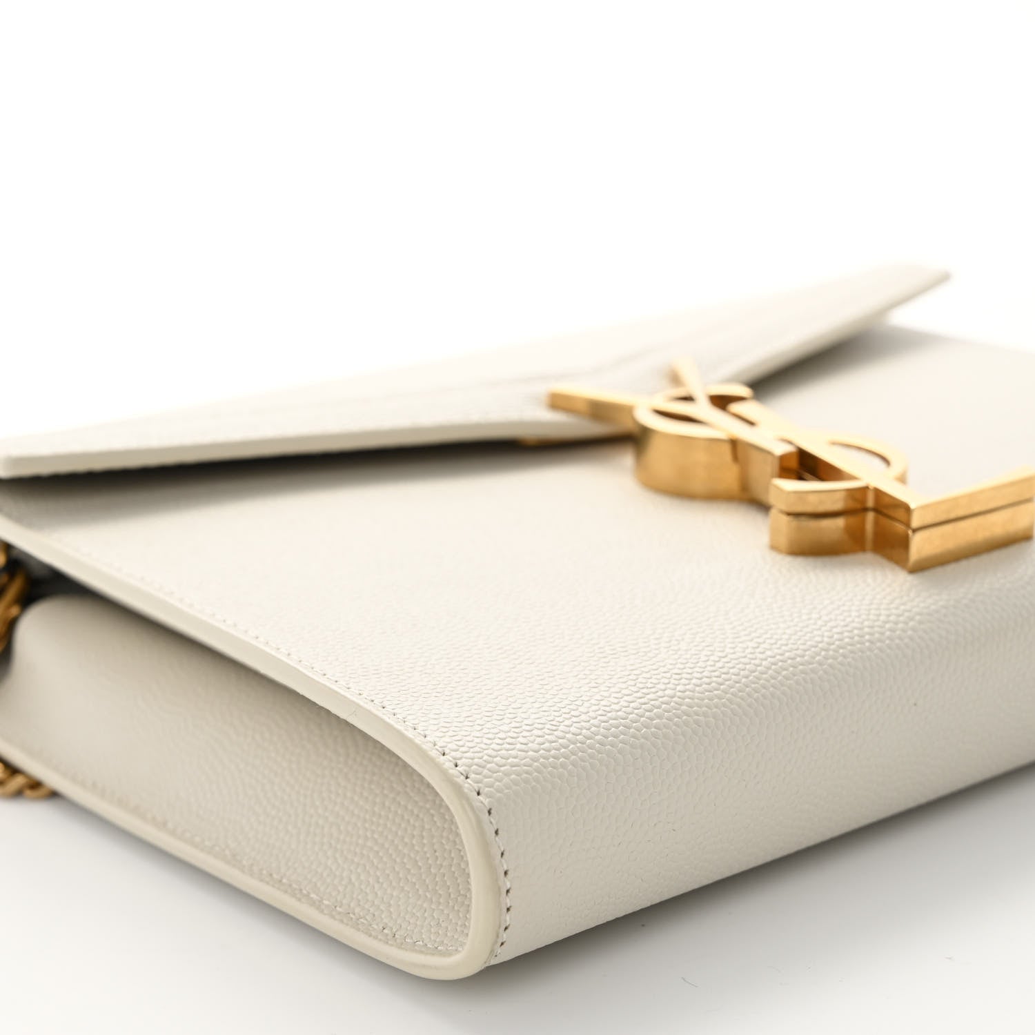 Saint Laurent Grain De Poudre Monogram Cassandra Chain Wallet Crema Soft 8 of 10