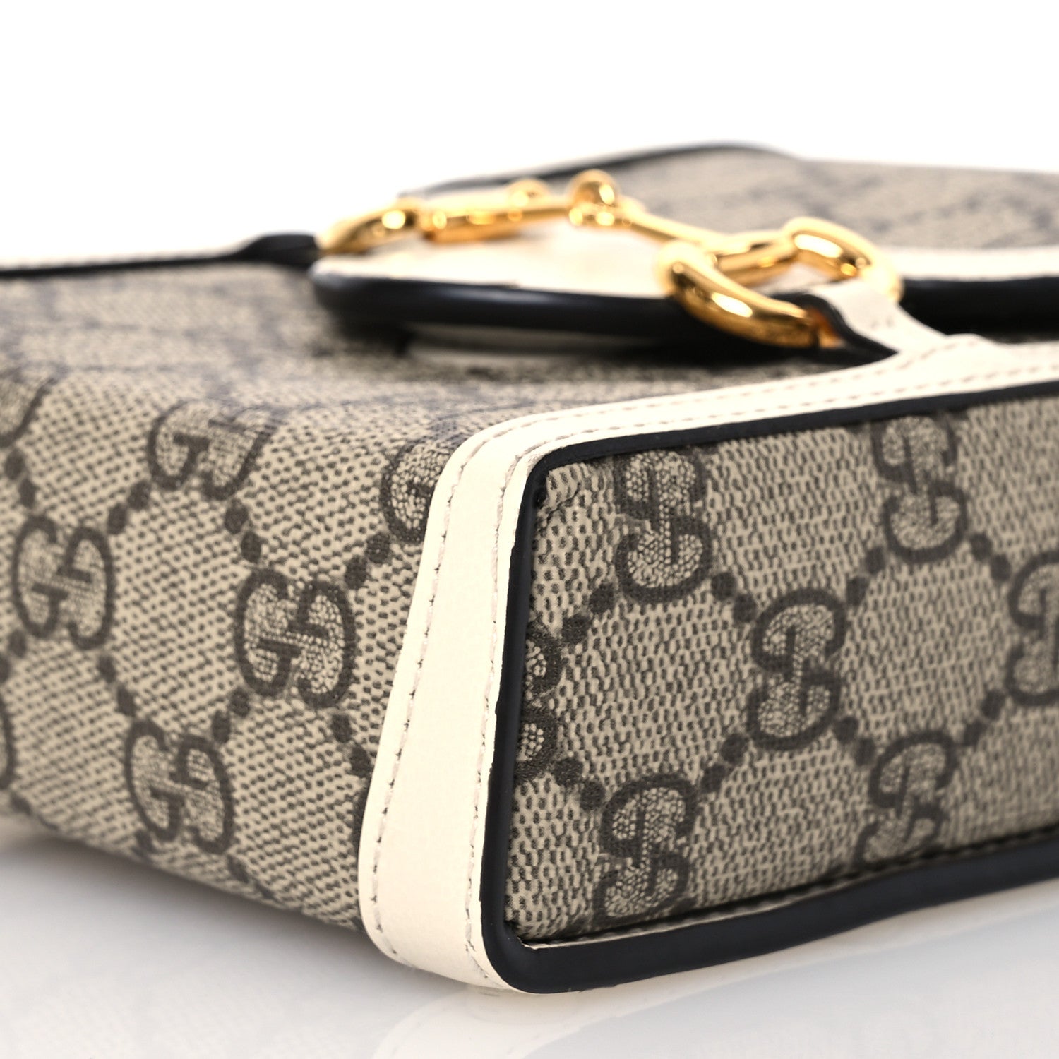 Gucci GG Supreme Monogram Azalea Calfskin Mini Horsebit 1955 Crossbody Bag Beige Ebony Mystic White 10 of 15