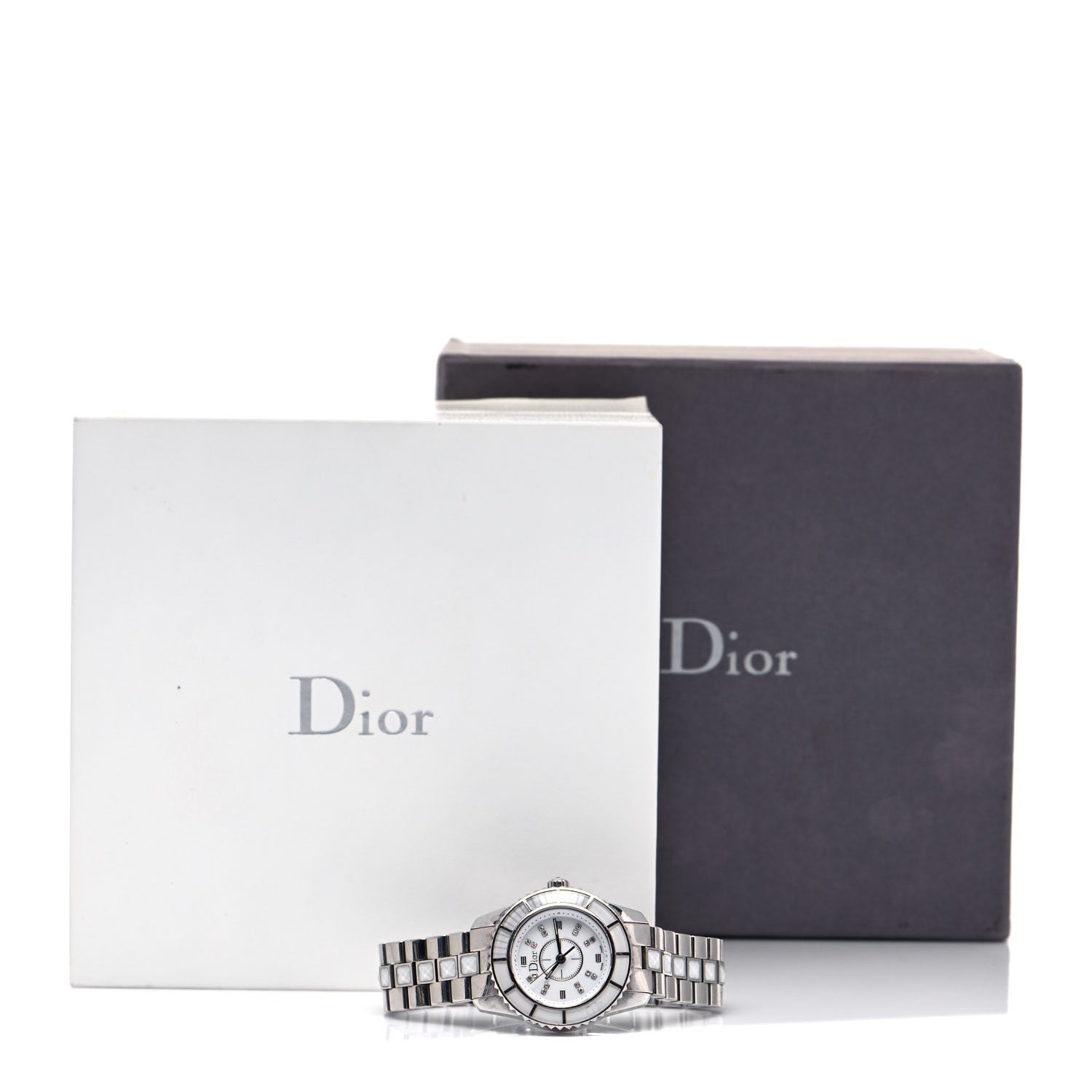 Christian Dior Stainless Steel Diamond Sapphire 29mm Christal Quartz Watch White 5 of 5