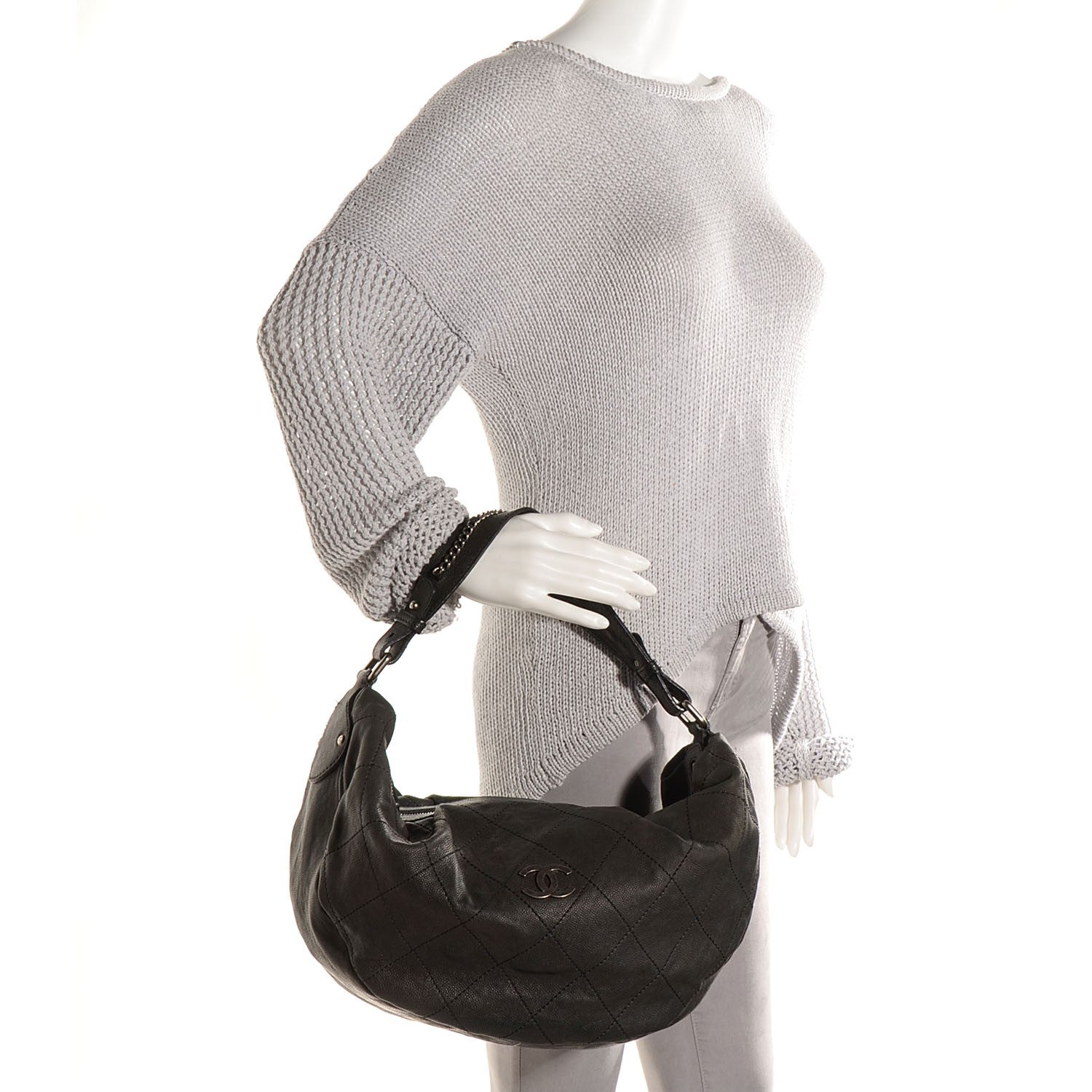 Chanel Caviar Large Outdoor Hobo Black 2 of 7