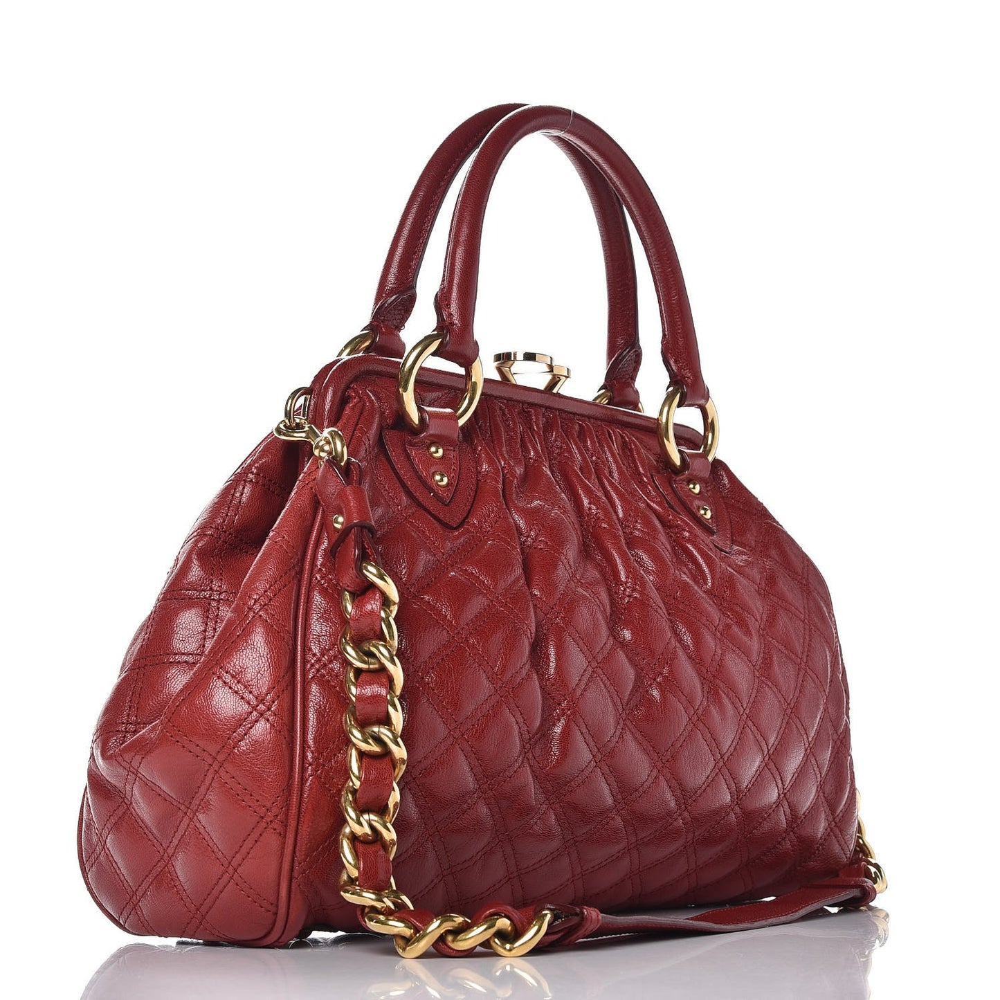 Calfskin Quilted Stam Red